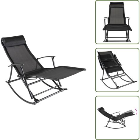 Sedia a dondolo relax - vidaXL Sedia a Dondolo da Giardino in Acciaio e Textilene Nera - Sedia a dondolo per patio