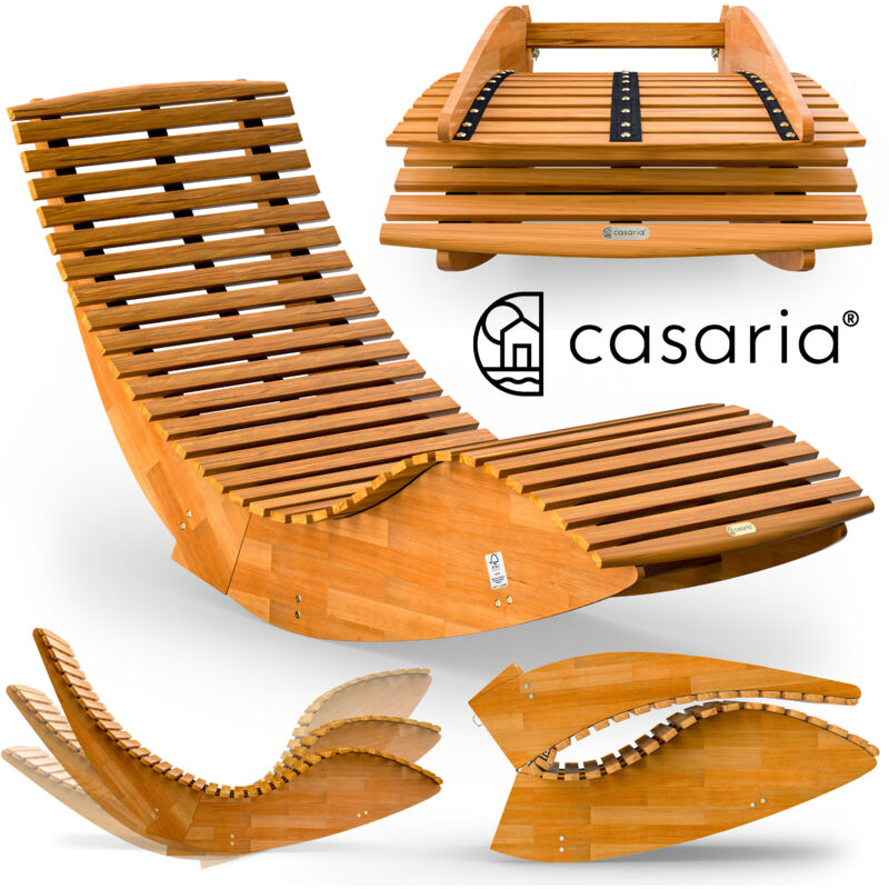 Deuba Sdraio a Dondolo Legno di Acacia con Certificato FSC Lettino Prendisole Sauna Giardino Piscina Esterno terrazza Patio