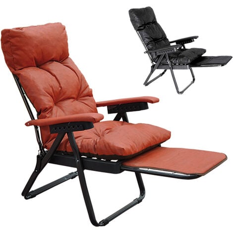 Sedia A Sdraio 'Ecopelle' Cm 173 X  61 X  63 - Nero