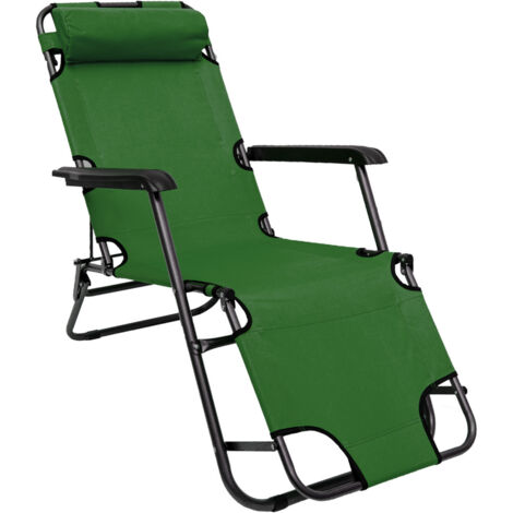 Sedia a sdraio pieghevole  Prendisole 153 cm + poggiatesta + poggiagambe + schienale reclinabile  Verde