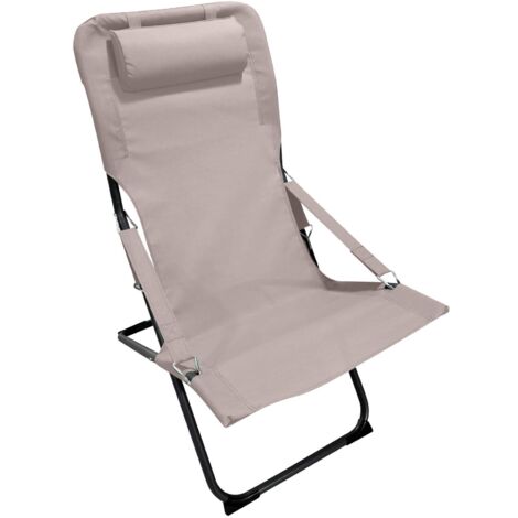 Sedia a Sdraio Pieghevole Rebecca Mobili Tamatim 88x63x83 Poliestere Acciaio Beige Grigio Scuro
