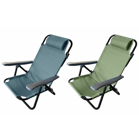 Sedia a sdraio richiudibile con cuscino e 7 posizioni per relax da mare spiaggia giardino piscina - colorigenerali: VERDE