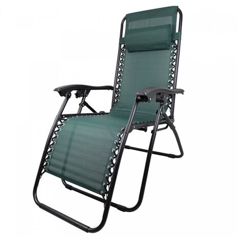Sedia a sdraio Zero Gravity reclinabile, in acciaio, poltrona ideale per esterno e giardino -Confezione da 2 pezzi / Verde
