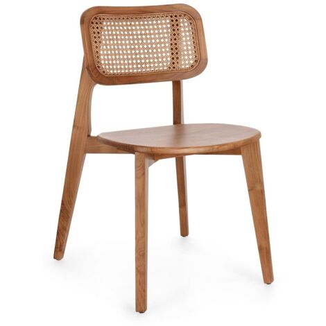 Sedia Abby con legno teak, per arredo interno 47 x 56 x h 83 cm -Naturale / Confezione da 2 pezzi