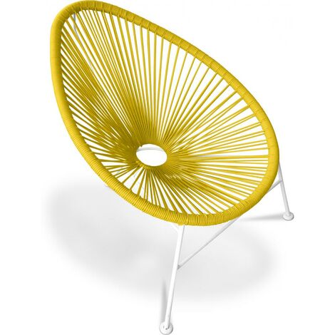 Sedia Acapulco gambe Bianche Giallo - Acciaio, Vimini sintetico, Metallo, PPa