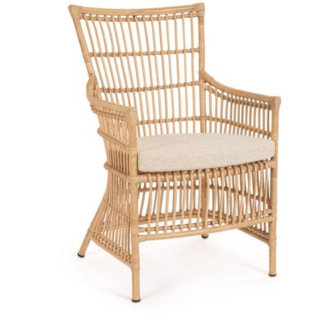 Sedia "Adelma" con braccioli in alluminio effetto rattan da giardino