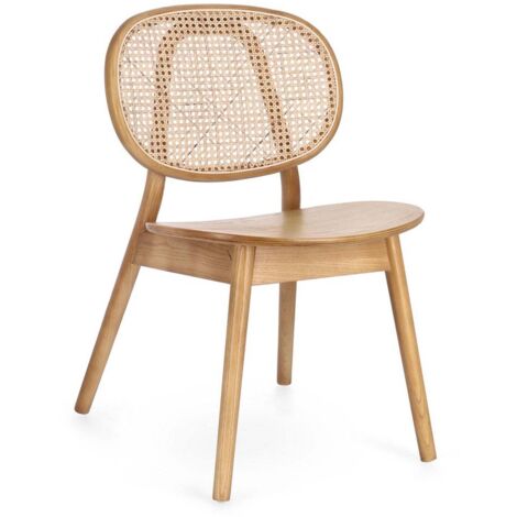 Sedia Adolis con struttura in legno di olmo, per arredo interno 49 x 42 x h 81 cm -Naturale / Confezione da 2 pezzi
