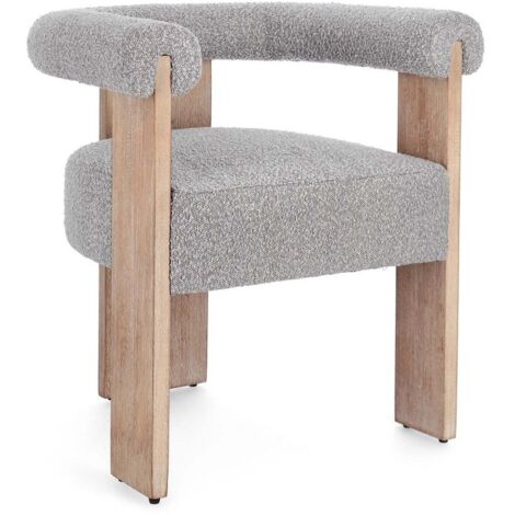 Sedia "Agape" con braccioli struttura in legno di pino e compensato da interno -Naturale/Grigio / Confezione da 2 Pezzi