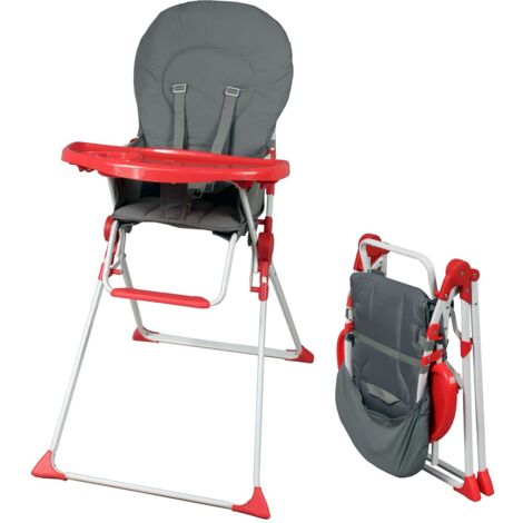 Sedia alta fissa BAMBIKID - Da 6 mesi - Unisex - Grigio e rosso