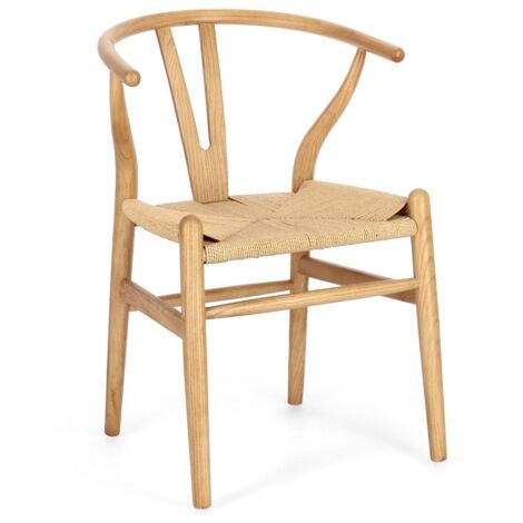 Sedia Artas con struttura in legno di olmo, per arredo interno 49 x 42 x h 78 cm -Naturale / Confezione da 2 pezzi