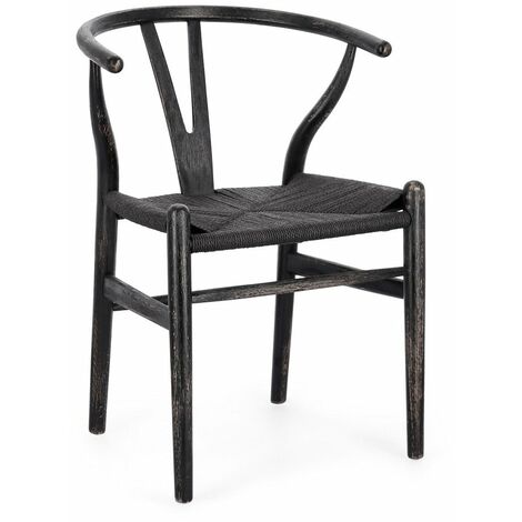 Sedia Artemia con struttura in legno di faggio, per arredo interno 50 x 41 x h 77 cm -Nero / Confezione da 2 pezzi