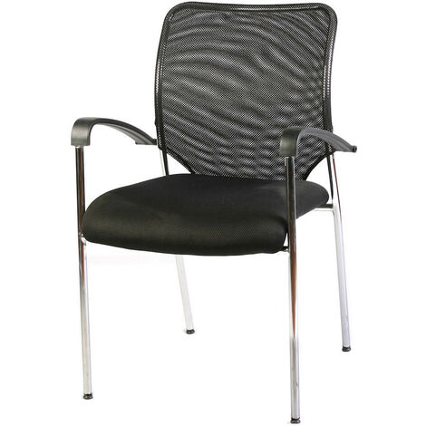 Sedia Attesa da Ufficio Nera Cromata in Tessuto Traspirante Tosini W 1008G K