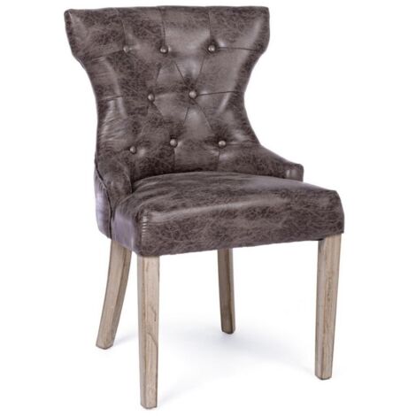 Sedia "Azelia" con struttura in rubber wood, per arredo interno 55 x 52 x h 92 cm -Dark / Confezione da 1 pezzo