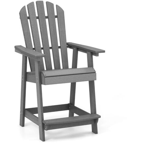 Sedia bar esterni braccioli poggiapiedi HDPE alta adirondack resistente intemperie Grigio