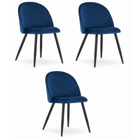 Sedia BELLO - velluto blu navy/gambe nere x 3