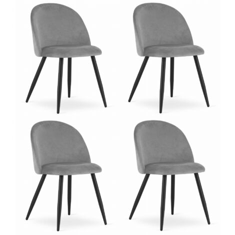 Sedia BELLO - velluto grigio chiaro / gambe nere x 4