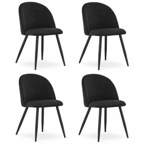 Sedia BELLO - velluto nero / gambe nere x 4