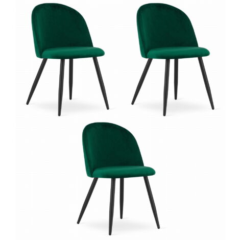 Sedia BELLO - velluto verde/gambe nere x 3