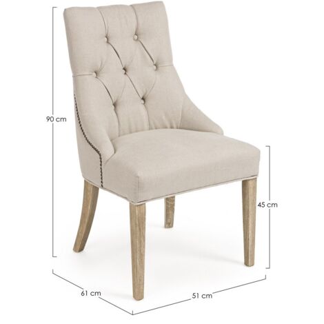 Sedia "Cally" con struttura in legno di quercia, per arredo interno 51 x 61 x h 90 cm -Confezione da 1 pezzo