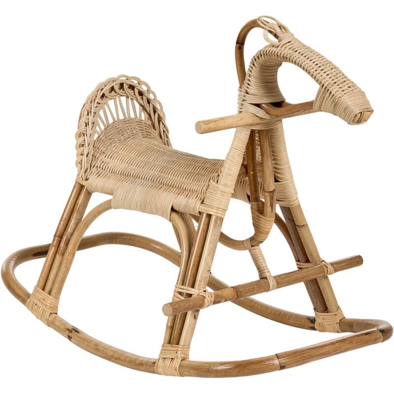 Image of Sedia Cavallo a dondolo per bambini Stile rustico Boho Rattan Materiale naturale per bambini Indoor per Patio Arillas