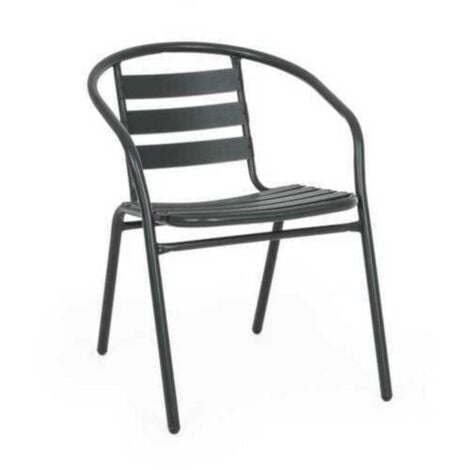 SEDIA CON BRACCIOLI ANTRACITE IMPILABILE DA ESTERNO 53X58X71H CM