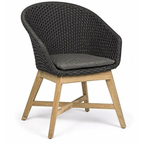 Sedia con braccioli Coachella seduta comoda con cuscini, struttura in alluminio -Antracite / Confezione da 4 pezzi