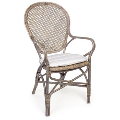 Sedia con Braccioli con Cuscino Edelina Naturale
