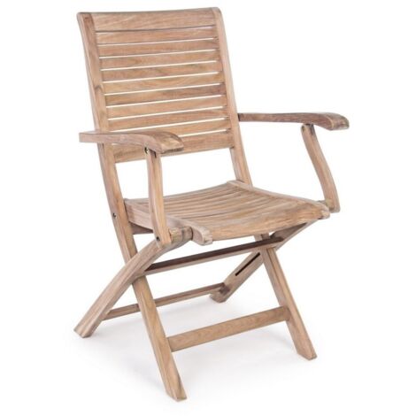 Sedia con braccioli in legno stile naturale