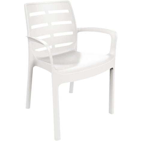 Sedia con braccioli in polipropilene impilabile per esterno 61x56xH82 cm -  Bianco