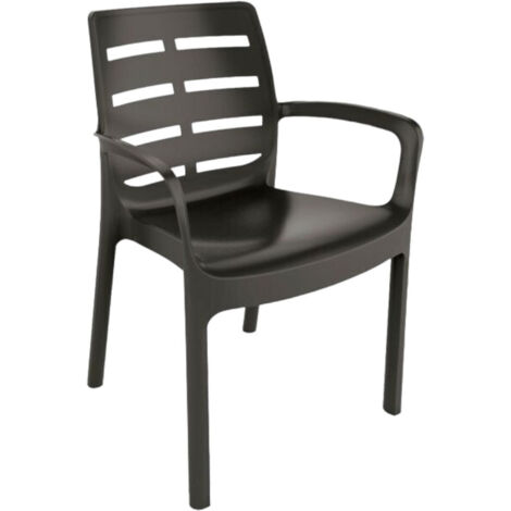 Sedia con braccioli in polipropilene impilabile per esterno 61x56xH82 cm -  Nero