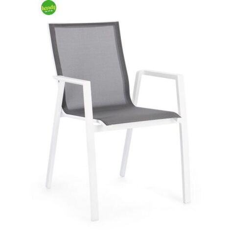Sedia Con Braccioli Krion Bianco In Alluminio