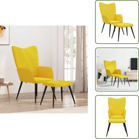Sedia con Braccioli - vidaXL Sedia Relax con Sgabello Giallo Senape in Tessuto - Design Moderno