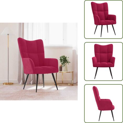 Sedia con braccioli - vidaXL Sedia Relax Rosso Vino in Velluto - Poltrona moderna