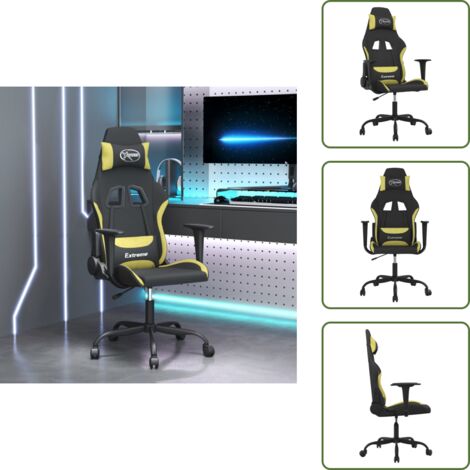 Sedia con massaggiante - vidaXL Sedia da Gaming Nero e Verde Chiaro in Tessuto - Sedia reclinabile