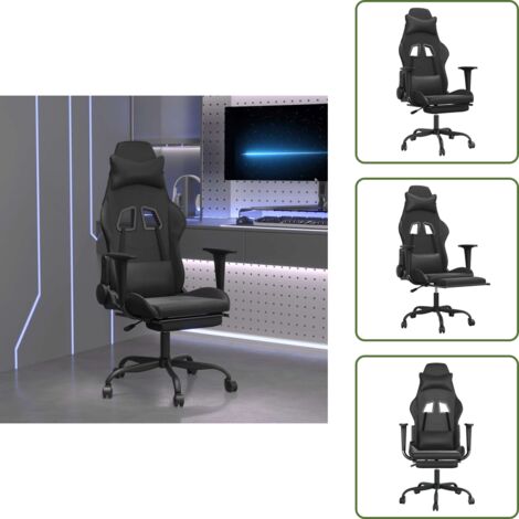 Sedia con massaggio - vidaXL Sedia da Gaming con Massaggio e Poggiapiedi Nera in Similpelle - Sedia ergonomica