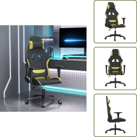 Sedia con massaggio - vidaXL Sedia da Gaming Nero e Verde Chiaro in Tessuto - Sedia reclinabile