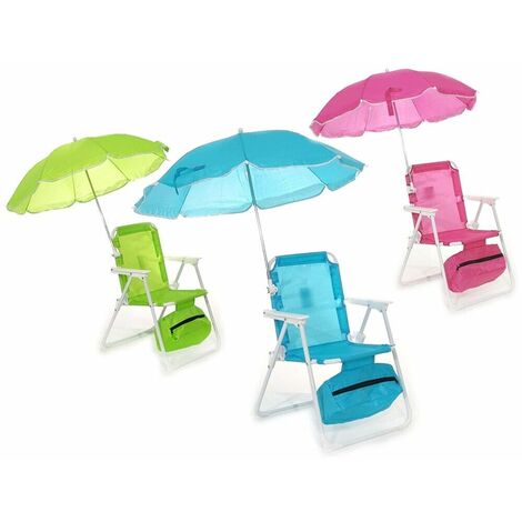 Sedia con ombrellone per bambini sediolina richiudibile relax da mare spiaggia piscina - colorigenerali: VERDE