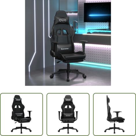 Sedia con poggiapiedi -  Sedia da Gaming con Poggiapiedi Nero in Similpelle