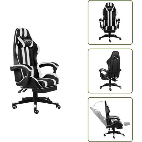 Sedia con poggiapiedi - vidaXL Sedia da Gaming con Poggiapiedi Nera e Bianca in Similpelle - Sedia in similpelle