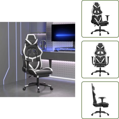 Sedia con poggiapiedi - vidaXL Sedia da Gaming con Poggiapiedi Nero e Bianco in Similpelle - Sedia in similpelle