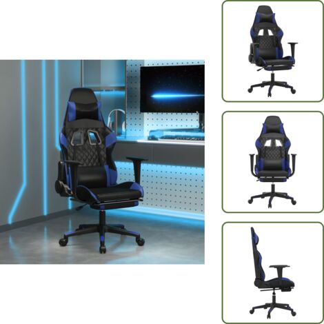Sedia con poggiapiedi - vidaXL Sedia da Gaming con Poggiapiedi Nero e Blu in Similpelle - Sedia reclinabile