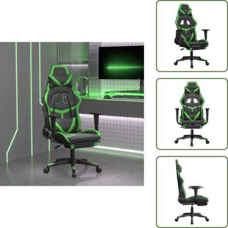 Sedia con poggiapiedi - vidaXL Sedia da Gaming con Poggiapiedi Nero e Verde in Similpelle - Sedia con schienale regolabile