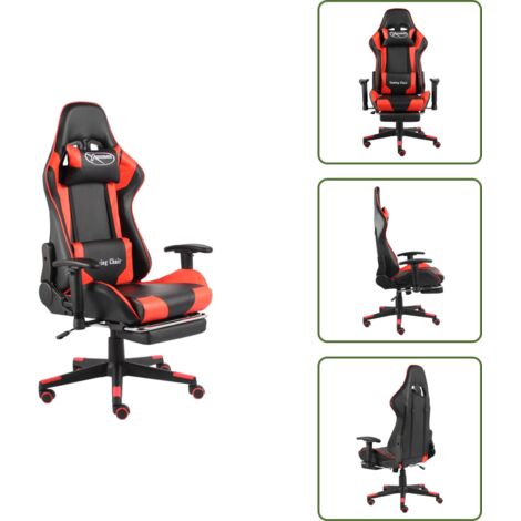 Sedia con poggiapiedi - vidaXL Sedia da Gaming Girevole con Poggiapiedi Rossa in PVC - Sedia con schienale reclinabile