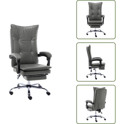 Sedia con poggiapiedi - vidaXL Sedia da Ufficio Antracite in Similpelle - Sedia regolabile in altezza