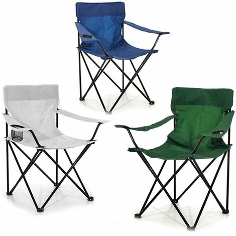 Sedia con porta bevande richiudibile da relax per mare spiaggia piscina campeggio con tessuto grigio verde blu - colorigenerali: grigio chiaro