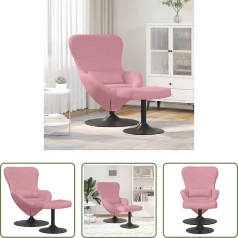 Sedia con pouf -  Sedia Egg con Pouf Rosa Velluto