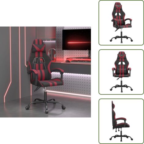 Sedia con schienale regolabile - vidaXL Sedia da Gaming Girevole Nero e Rosso Vino in Similpelle - Sedia con rotelle