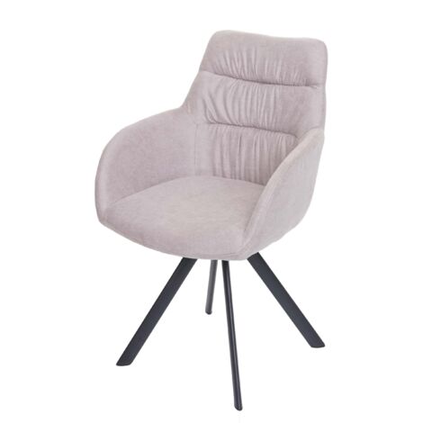 Sedia con seduta girevole HHG-596 velluto con braccioli avorio beige