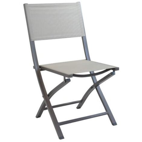 Sedia Copacabana pieghevole in alluminio, seduta e schienale in textilene, 58 x 46 x 85 cm -Taupe / Confezione da 4 pezzi