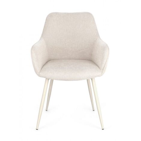 Sedia "Cora" con struttura in acciaio, per arredo interno con braccioli, 58 x 63 x h 85,5 cm -Beige/Beige / Confezione da 1 pezzo